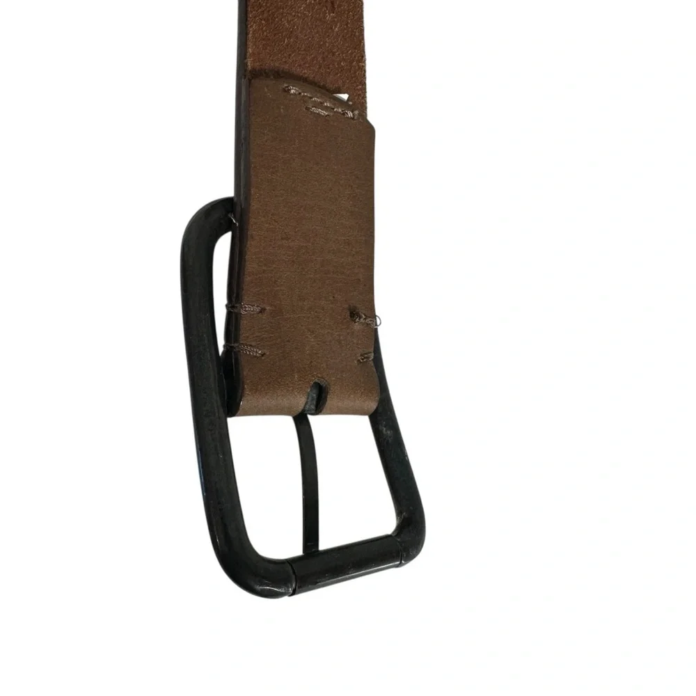 Brown Leather Belt with Dark Metal Hardware Men's Size 36/90